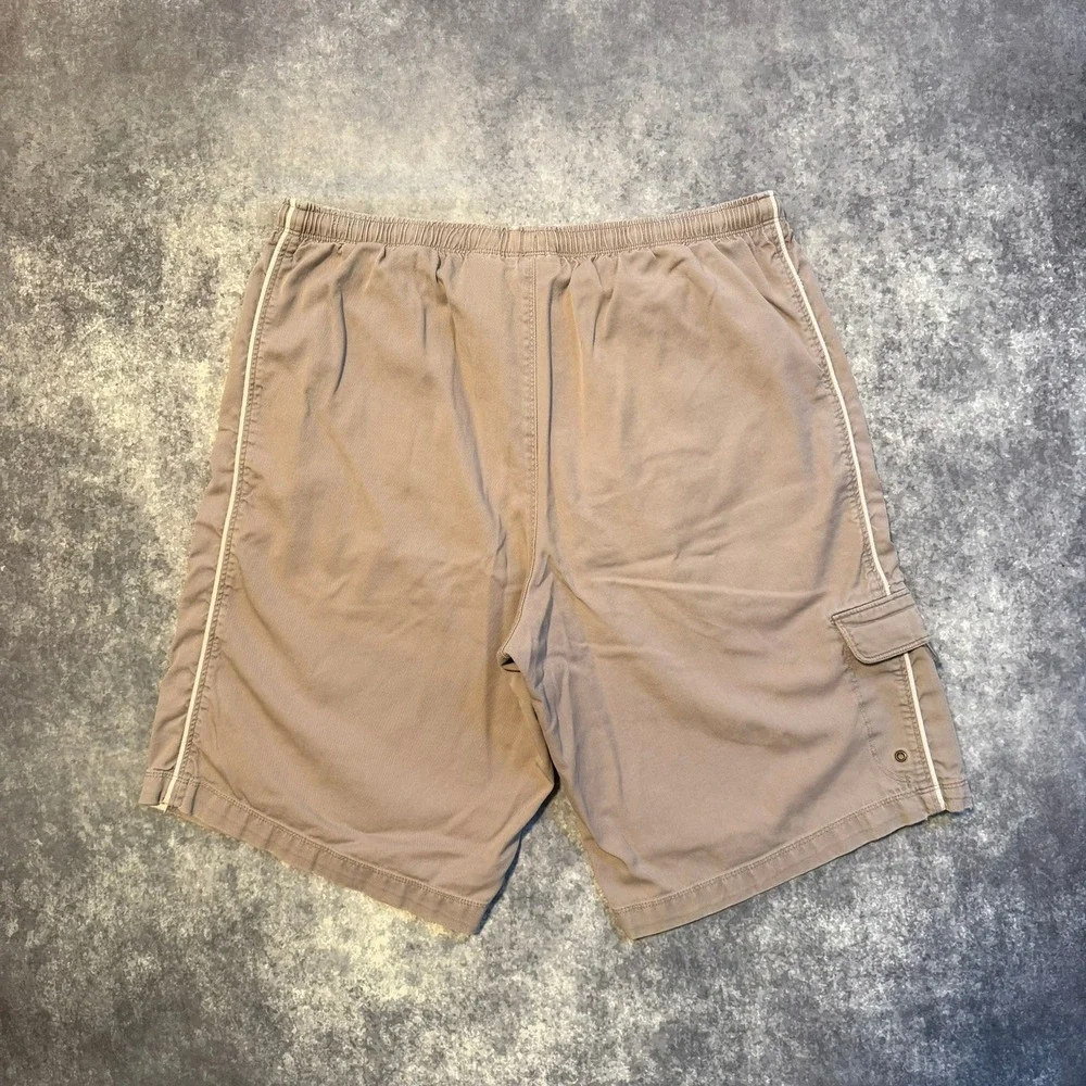 Vintage Nike Mens Shorts Gray Canvas Cargo Elastic Waist Striped Y2K‎ Size XL